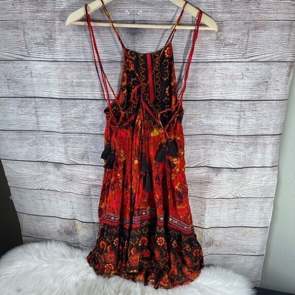 Intimately Free People Casablanca Red Print Halter Dress Sz‎ XS - Picture 3 of 11